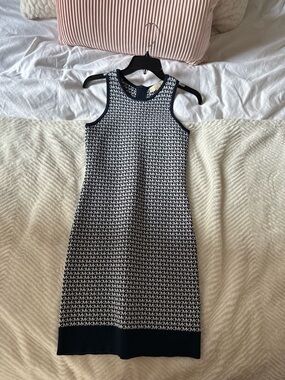 Michael Kors Black & White Sleeveless Knit Midi Dress